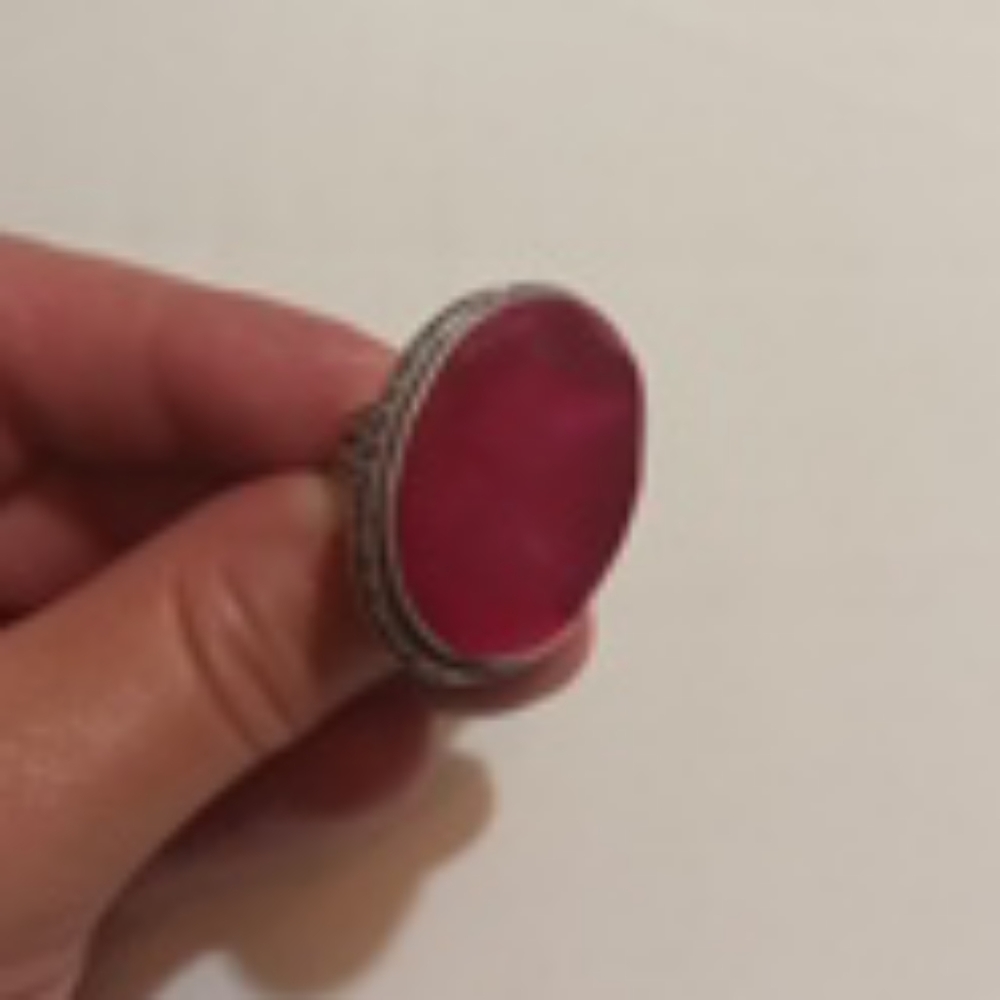 Ruby Faceted 925 Sterling Silver Plated Ring
